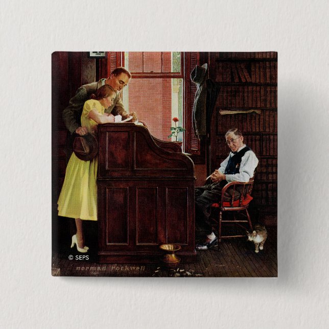 Marriage License by Norman Rockwell Button (Front)
