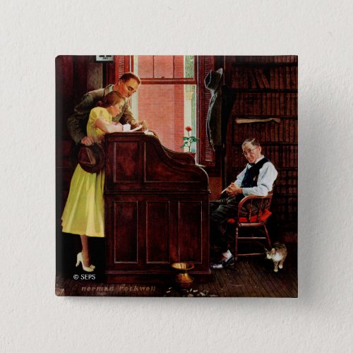 Marriage License by Norman Rockwell Button