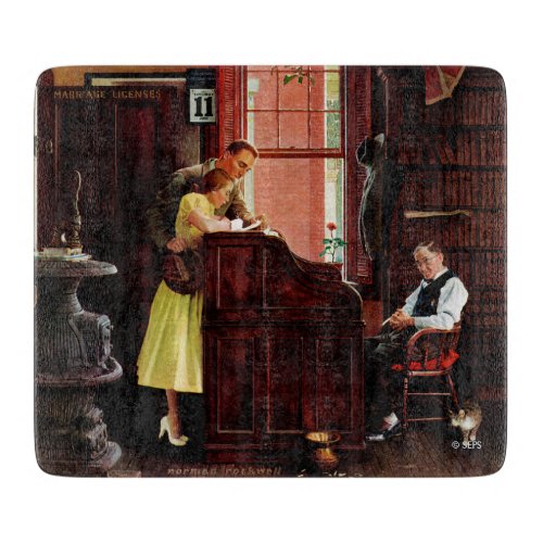 Marriage License by Norman Rockwell Cutting Board