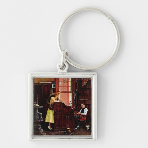 Marriage License by Norman Rockwell Keychain
