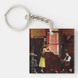 Marriage License by Norman Rockwell Keychain