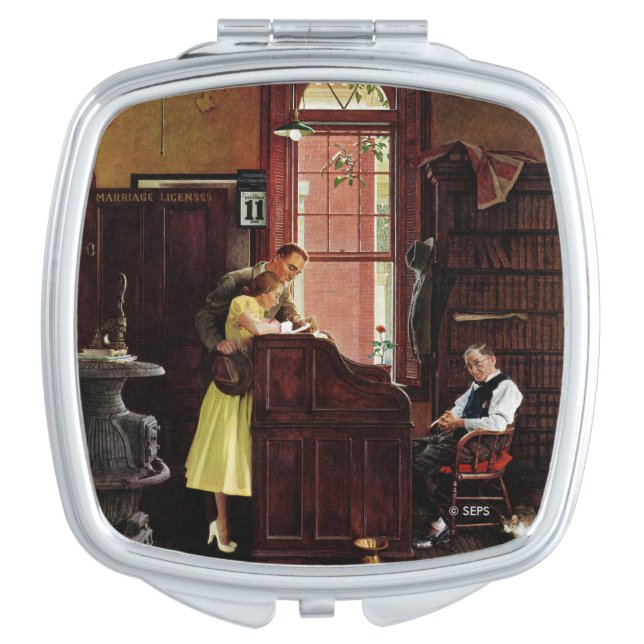 Marriage License by Norman Rockwell Mirror For Makeup (Front)