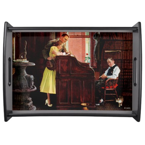 Marriage License by Norman Rockwell Serving Tray