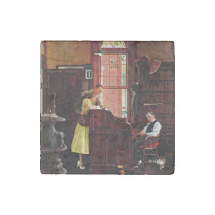 Marriage License by Norman Rockwell Stone Magnet