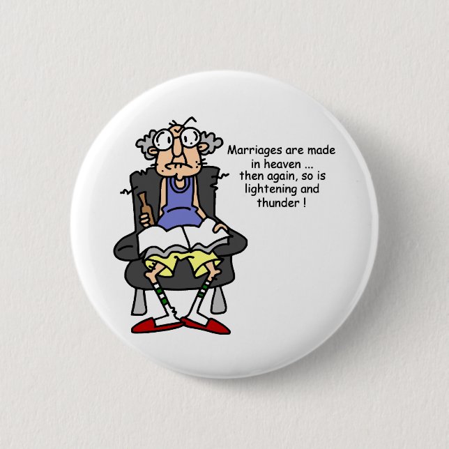 Marriage, Lightning, Thunder Humor Button (Front)