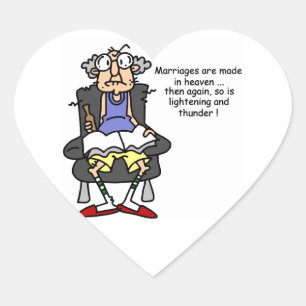 Marriage, Lightning, Thunder Humor Heart Sticker