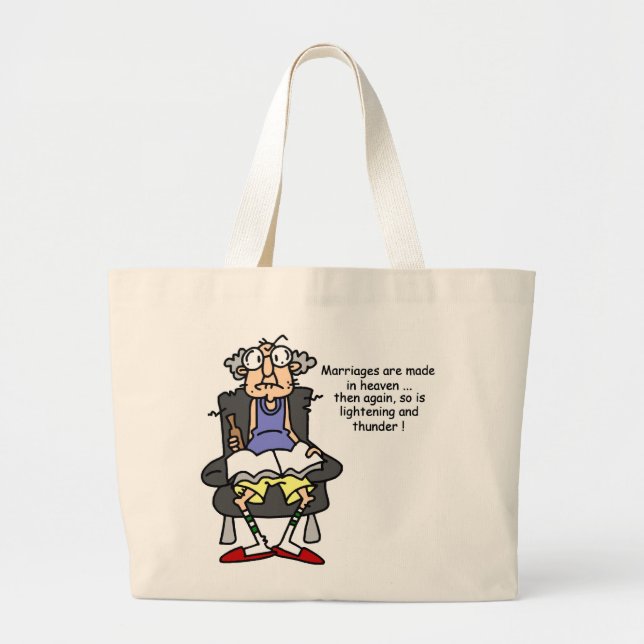 Marriage, Lightning, Thunder Humor Large Tote Bag (Front)
