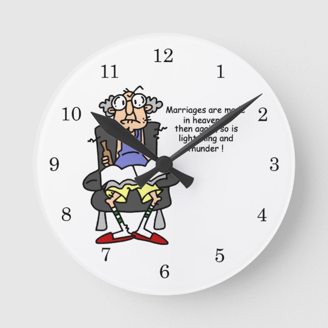 Marriage, Lightning, Thunder Humor Round Clock (Front)