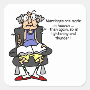 Marriage, Lightning, Thunder Humor Square Sticker