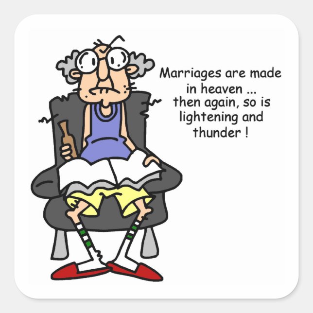 Marriage, Lightning, Thunder Humor Square Sticker (Front)