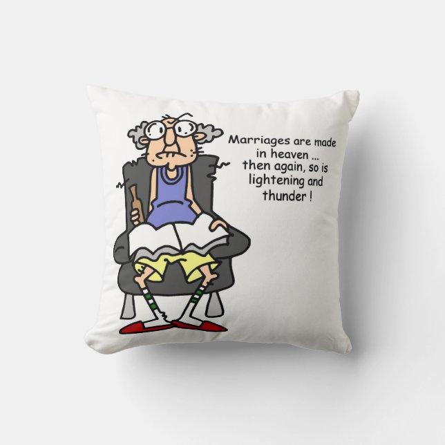 Marriage, Lightning, Thunder Humor Throw Pillow (Front)