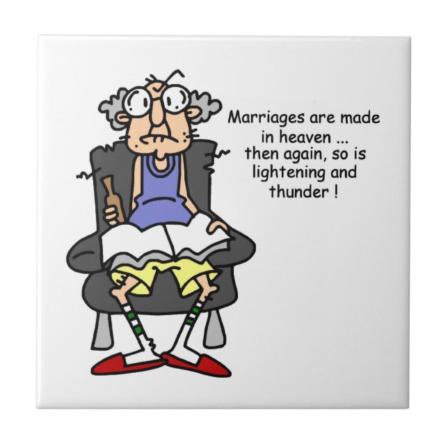 Marriage, Lightning, Thunder Humor Tile (Front)