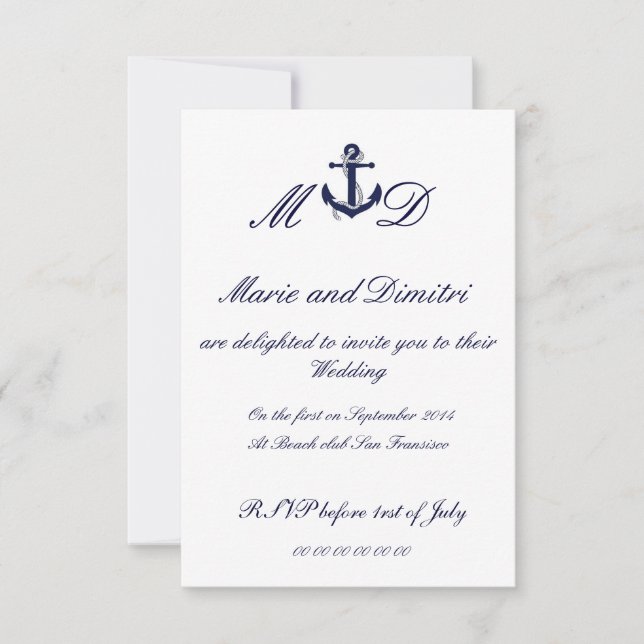 Marriage nautique invitation (Front)