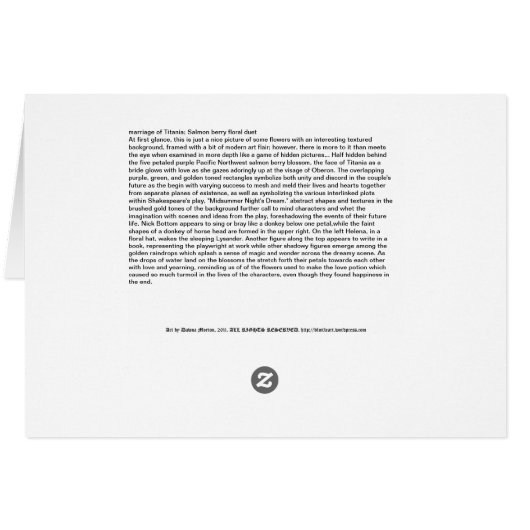 marriage of Titania; Salmon berry floral duet (Back Horizontal)