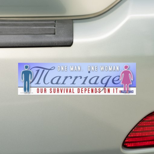 Marriage One Man One Woman Bumper Sticker Zazzle 3427