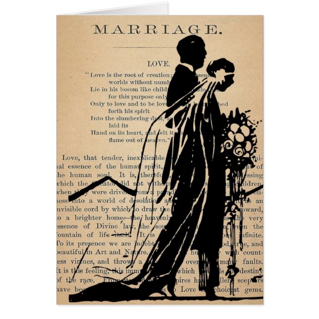 Marriage Poem by Longfellow Bride Groom Silhouette Cards (Front)