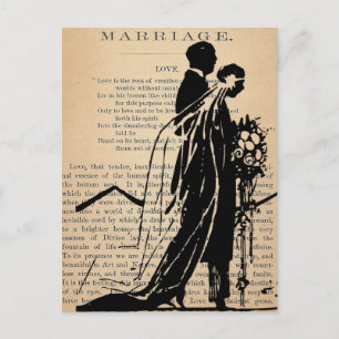 Marriage Poem by Longfellow Bride Groom Silhouette Postcard
