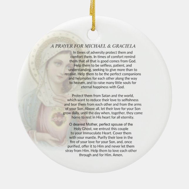 MARRIAGE PRAYER WEDDING PHOTO MARY OVERLAY CERAMIC ORNAMENT (Back)