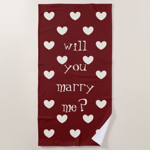 marriage proposal beach towel by dalDesignNZ