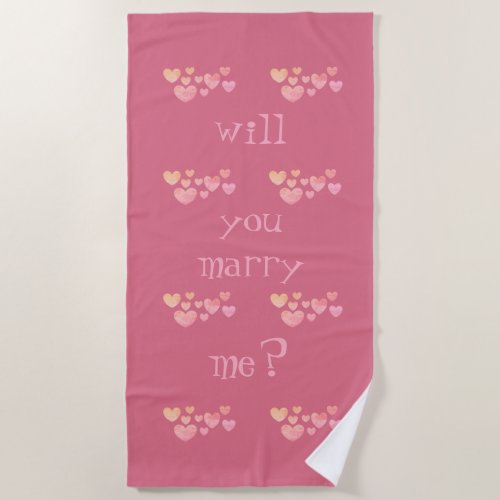 marriage proposal beach towel by dalDesignNZ