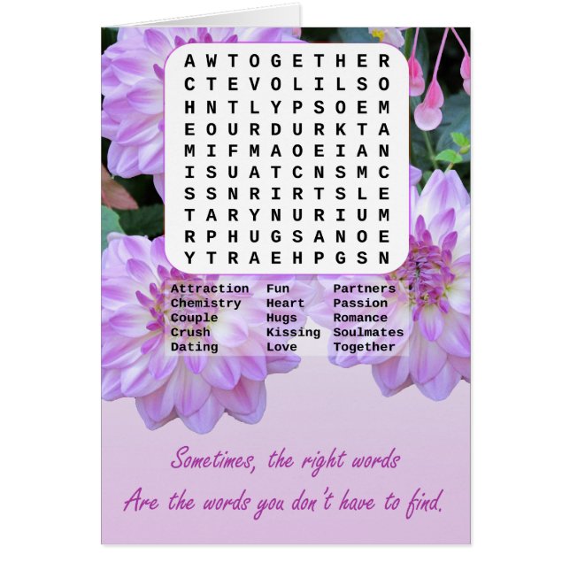 Marriage Proposal Find A Word Cards (Front)