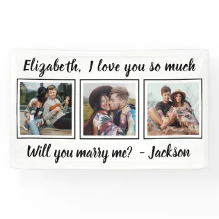Marriage Proposal Marry Me 3 Photo Black and White Banner