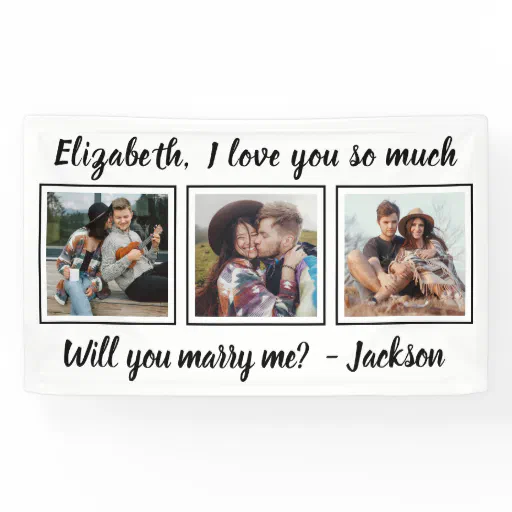Marriage Proposal Marry Me 3 Photo Black and White Banner