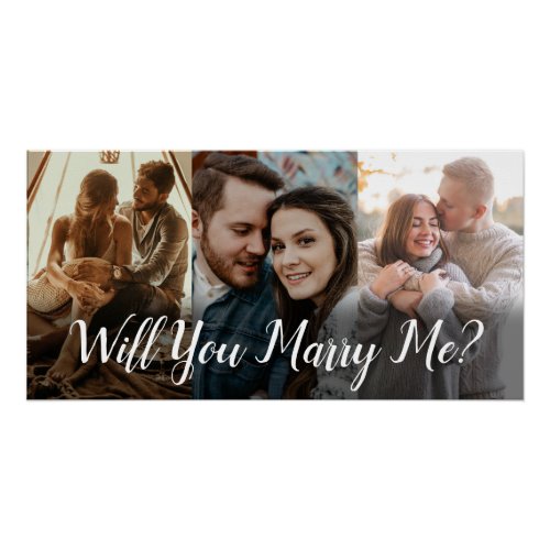 Marriage Proposal Will You Marry Me 3 Color Photos Poster
