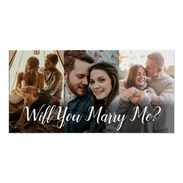 Marriage Proposal Will You Marry Me 3 Color Photos Poster (Front)