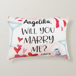 Marriage Proposal   Will You Marry Me? Custom Name Accent Pillow