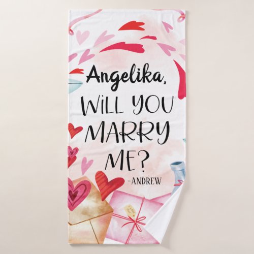 Marriage Proposal  Will You Marry Me Custom Name Bath Towel