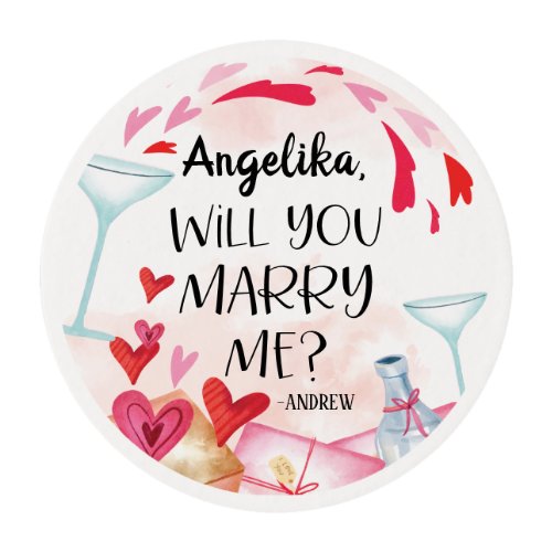 Marriage Proposal  Will You Marry Me Custom Name Edible Frosting Rounds