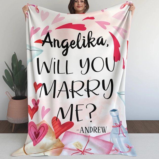 Marriage Proposal | Will You Marry Me? Custom Name Fleece Blanket (Creator Uploaded)