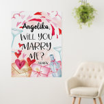 Marriage Proposal | Will You Marry Me? Custom Name Foam Board<br><div class="desc">Pop the question in a unique and intimate way with our beautiful personalized proposal design. Design features a beautiful hearts, champagne bottle and glass with watercolor splash and personalized names. Want this design on a different product? Click on "VIEW ALL PRODUCTS" on the upper left of this description and choose...</div>