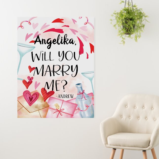 Marriage Proposal | Will You Marry Me? Custom Name Foam Board (In Situ (Wall))