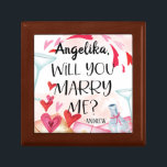 Marriage Proposal | Will You Marry Me? Custom Name Gift Box<br><div class="desc">Pop the question in a unique and intimate way with our beautiful personalized proposal design. Design features a beautiful hearts, champagne bottle and glass with watercolor splash and personalized names. Want this design on a different product? Click on "VIEW ALL PRODUCTS" on the upper left of this description and choose...</div>
