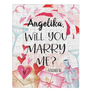 Marriage Proposal Will You Marry Me? Custom Name Jigsaw Puzzle