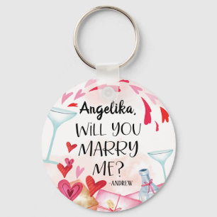 Marriage Proposal Will You Marry Me? Custom Name Keychain