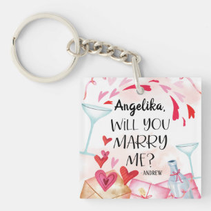 Marriage Proposal Will You Marry Me? Custom Name Keychain