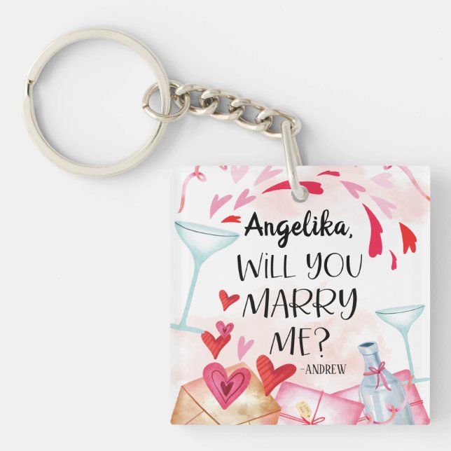 Marriage Proposal | Will You Marry Me? Custom Name Keychain (Front)