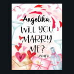 Marriage Proposal | Will You Marry Me? Custom Name Poster<br><div class="desc">Pop the question in a unique and intimate way with our beautiful personalized proposal design. Design features a beautiful hearts, champagne bottle and glass with watercolor splash and personalized names. Want this design on a different product? Click on "VIEW ALL PRODUCTS" on the upper left of this description and choose...</div>