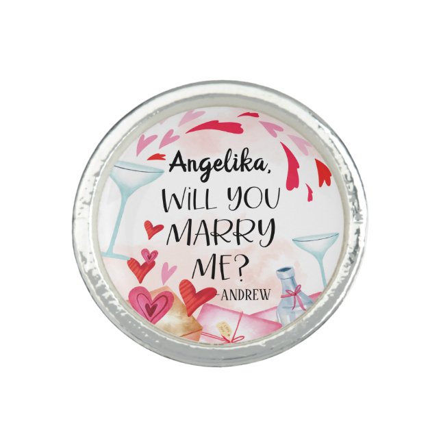 Marriage Proposal | Will You Marry Me? Custom Name Ring (Front)