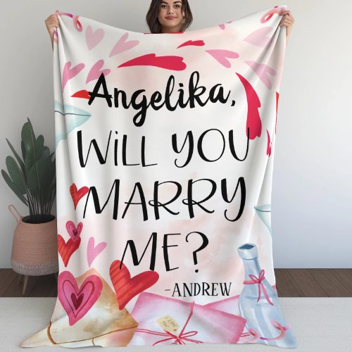 Marriage Proposal  Will You Marry Me Custom Name Sherpa Blanket