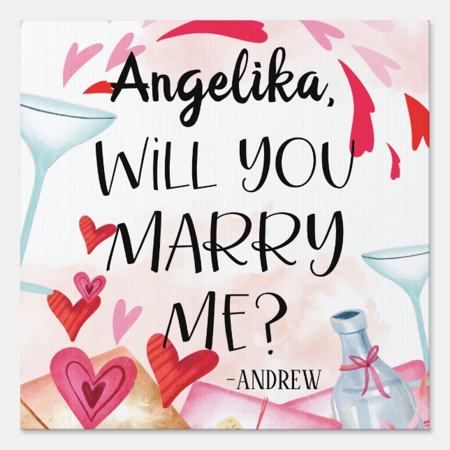 Marriage Proposal | Will You Marry Me? Custom Name Sign (Front)