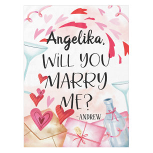 Marriage Proposal   Will You Marry Me? Custom Name Tablecloth