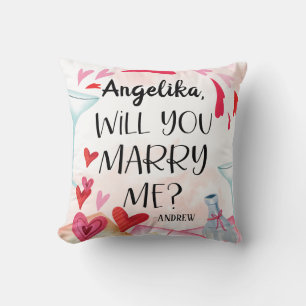 Marriage Proposal   Will You Marry Me? Custom Name Throw Pillow