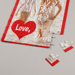 Marriage proposal will you marry me your photo jigsaw puzzle<br><div class="desc">"Will you. marry me?" Pop the question in your own unique way! Follow your heart and make a surprising keepsake cute marriage proposal gift to your girlfriend to savor the memories of your beginnings all your life! Personalize it with your favorite couple photo,  your text,  and names.</div>
