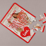Marriage proposal will you marry me your photo red jigsaw puzzle<br><div class="desc">"Will you. marry me?" Pop the question in your own unique way! Follow your heart and make a surprising keepsake cute marriage proposal gift to your girlfriend to savor the memories of your beginnings all your life! Personalize it with your favorite couple photo,  your text,  and names.</div>