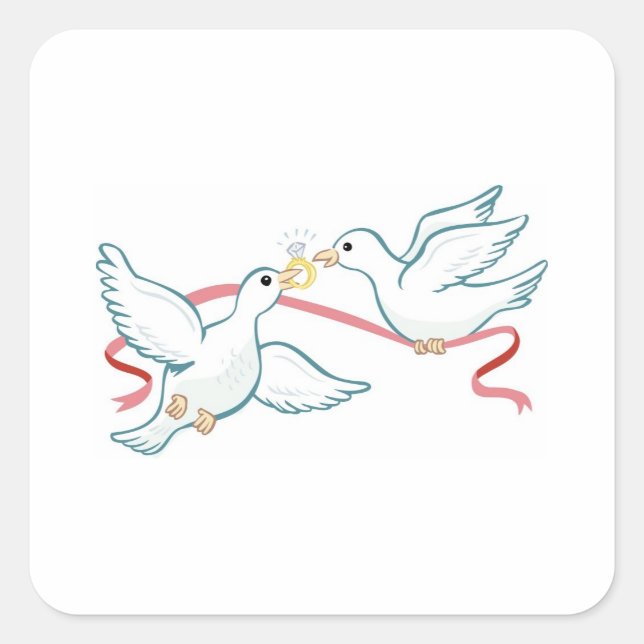 Marriage Propsal Doves Square Sticker (Front)