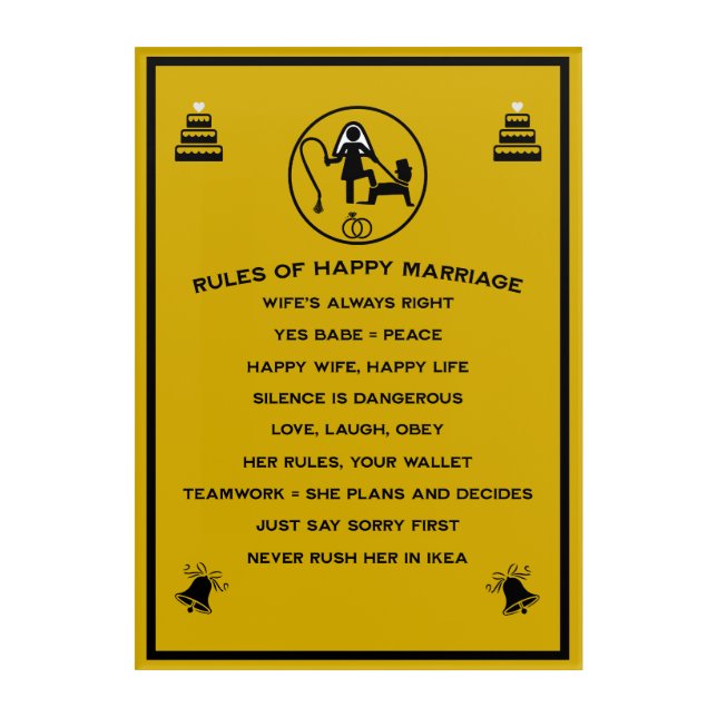 Marriage Rules For Men Acrylic Print (Front)